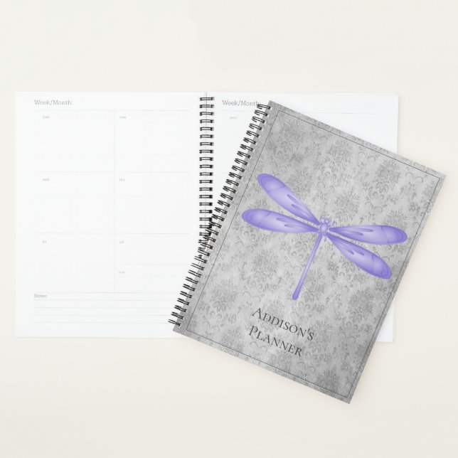 Purple Dragonfly Damask Planner (Display)