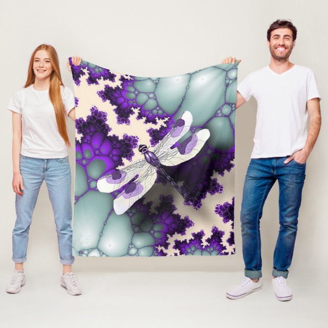 Purple Dragonfly Fleece Blanket (In Situ)