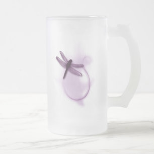 Purple Dragonfly Frosted Glass Beer Mug