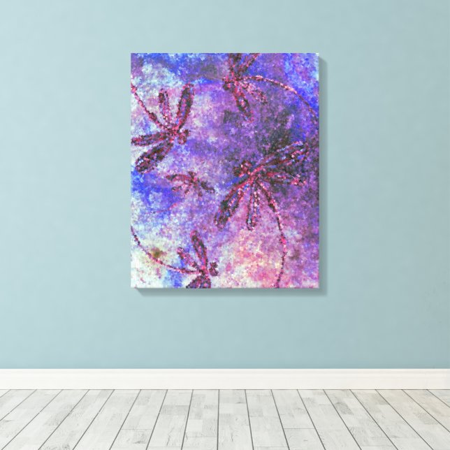 Purple Dragonfly Haze Canvas Print (Insitu(Wood Floor))