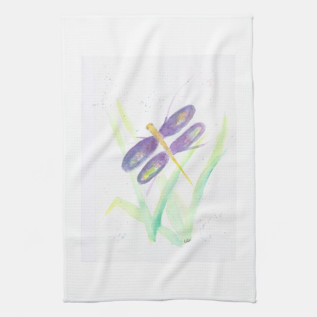 Purple Dragonfly Kitchen Towel (Vertical)