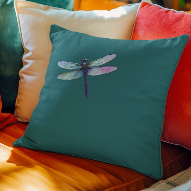 Purple Dragonfly on Teal  Cushion (Creator Uploaded)