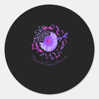 Purple Dragonfly Pancreatic Cancer Awareness Classic Round Sticker