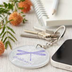 Purple Dragonfly Personalised Acrylic Keychain