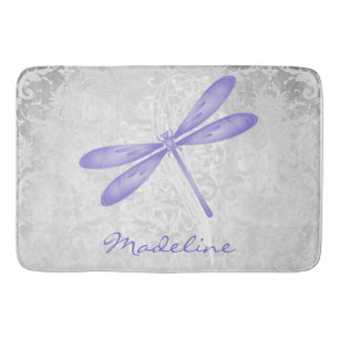 Purple Dragonfly Personalised Bath Mat