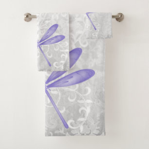 Purple Dragonfly Personalised Bath Towels
