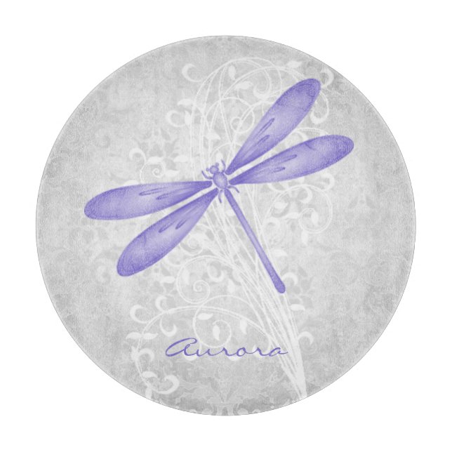Purple Dragonfly Personalised Cutting Board (Front)