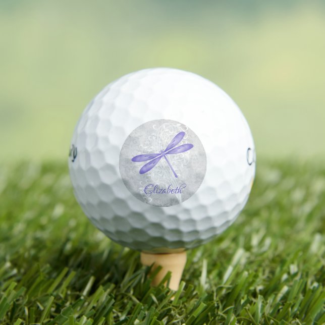 Purple Dragonfly Personalised Golf Balls (Insitu Tee)
