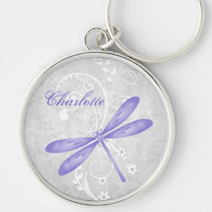 Purple Dragonfly Personalised Keychain