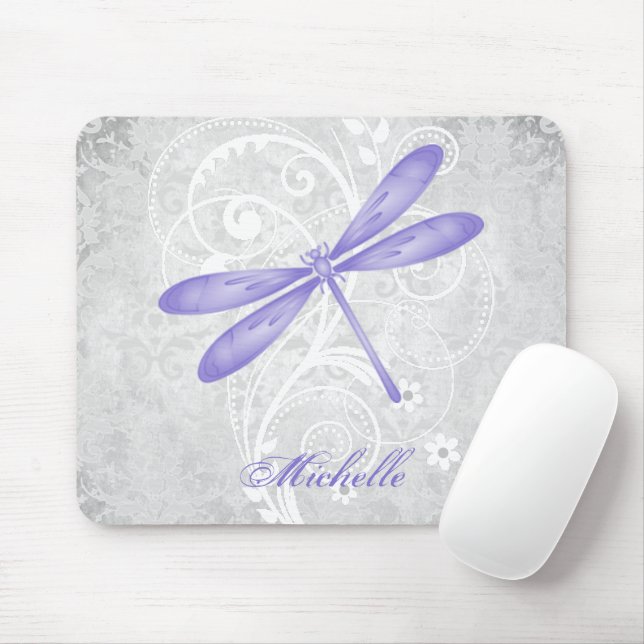 Purple Dragonfly Personalised Mousepad (With Mouse)