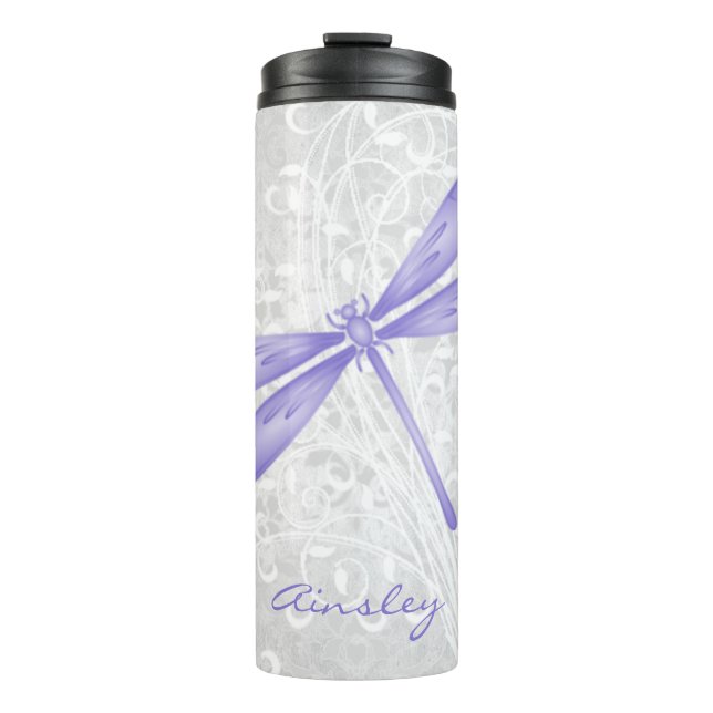 Purple Dragonfly Personalised Thermal Tumbler (Front)