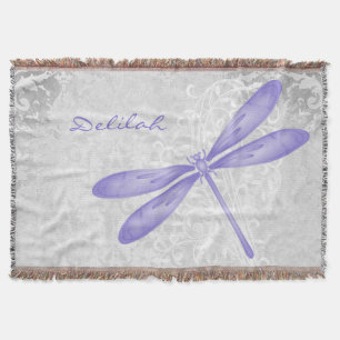 Purple Dragonfly Personalised Throw Blanket