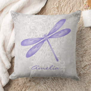 Purple Dragonfly Personalised Throw Pillow