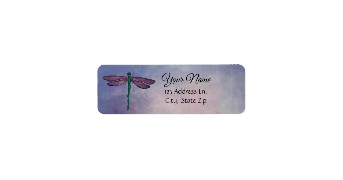 Purple Dragonfly Return Address Label Zazzle