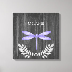 Purple Dragonfly Rustic Canvas Print