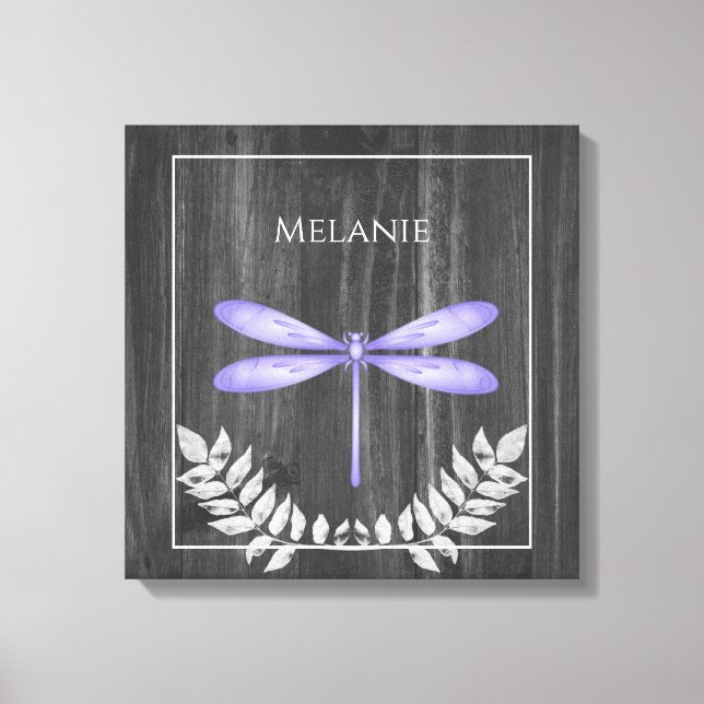 Purple Dragonfly Rustic Canvas Print (Front)