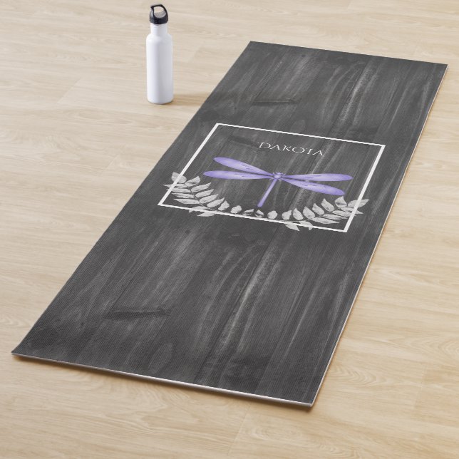 Purple Dragonfly Rustic Yoga Mat (In Situ)