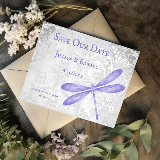 Purple Dragonfly Save The Date Announcement (Purple Dragonfly Save the Date)