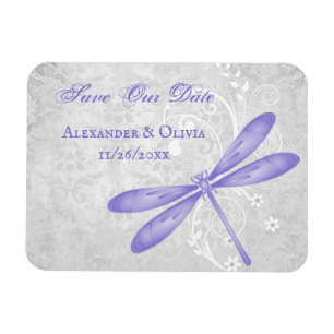 Purple Dragonfly Save The Date Magnet