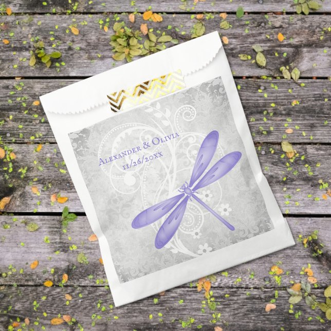 Purple Dragonfly Wedding Favour Bags (Purple Dragonfly Wedding Favor Bags)