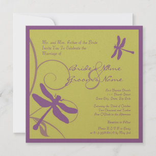 Purple Dragonfly Wedding Invitation