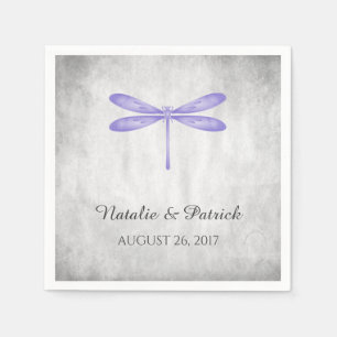 Purple Dragonfly Wedding Paper Napkins