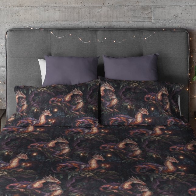 Purple Dragons Perched in Trees Pillowcase (Creator Uploaded)