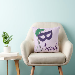 Purple Drama Club Theatrical Mask Personalised Cushion