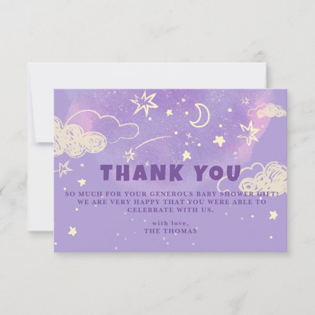 Purple Dream Baby Shower Thank You (Front)
