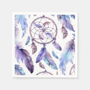 Purple dream catcher watercolor napkin