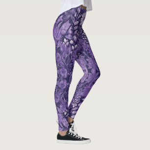 Purple Dream Elegant Botanical Design Leggings