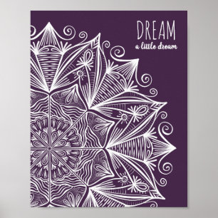 Purple Dream Elegant Typography Mandala Art Modern Poster