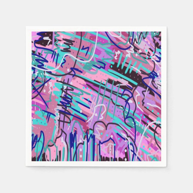 Purple Dream Expressive Abstract Print  Napkin (Front)