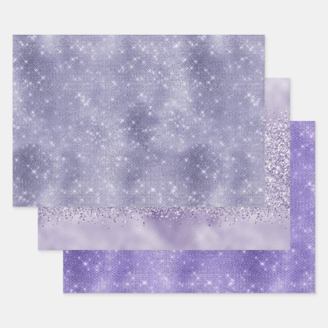 Purple Dream Sparkle Wrapping Paper Sheet (Set)