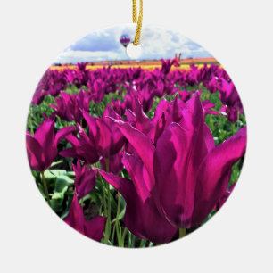Purple Dream Tulips Ceramic Tree Decoration