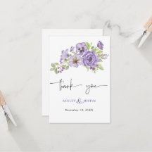 Purple dreams stylish florals Thank You Card