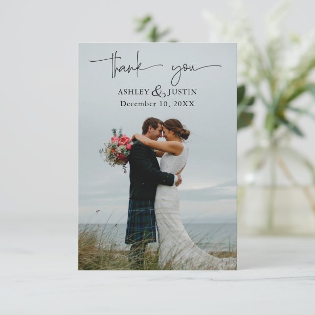 Purple dreams stylish florals Thank You Card (Standing Front)