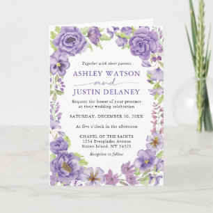 Purple dreams stylish wedding florals wedding invitation