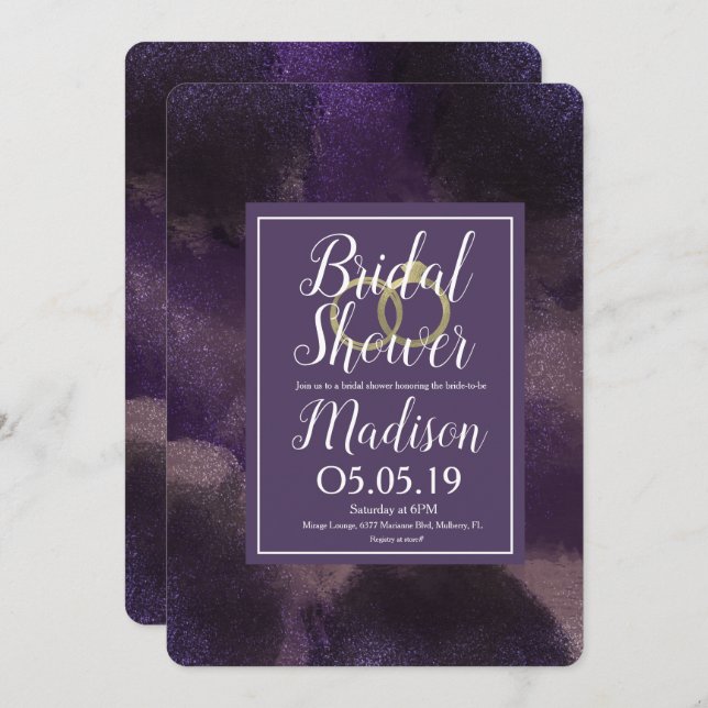 Purple Dreamy Abstract Splash Bridal Shower Invitation (Front/Back)