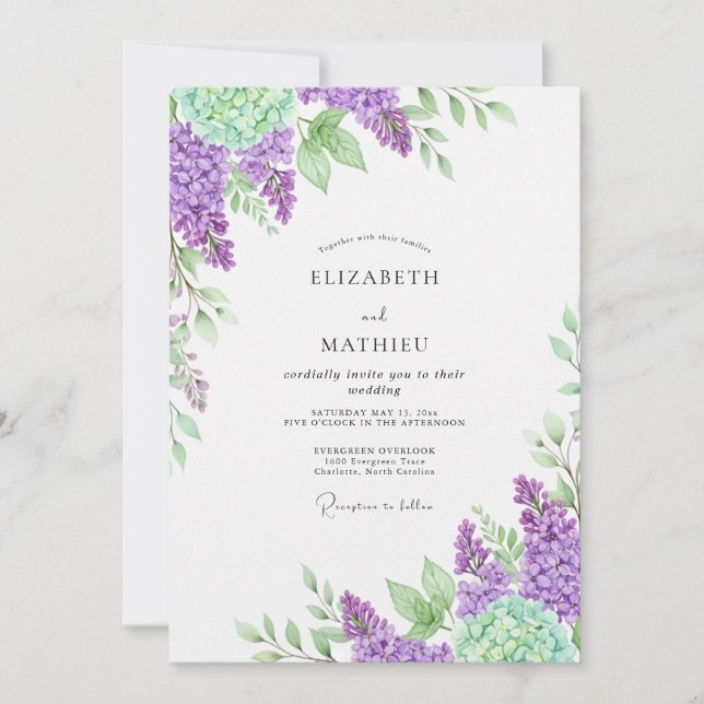 Purple Dreamy Spring Wedding Invitation (Front)