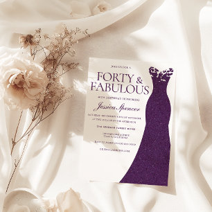 Purple Dress Forty & Fabulous 40th Birthday Invitation