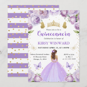 Purple Dress Red Hair Princess Quinceanera Invitation