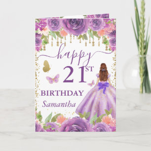 Purple Dress Red Haired Princess Birthday Card