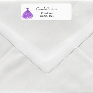 Purple dress white elegant return address