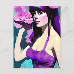 Purple Dress Woman Postcard