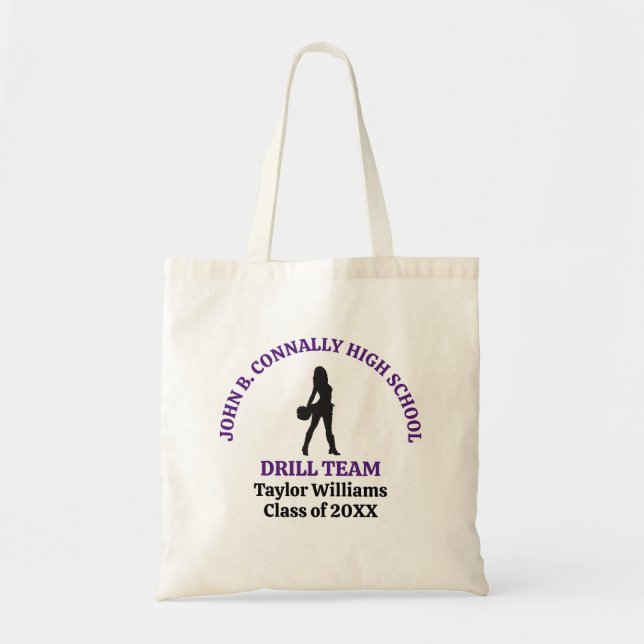 Purple Drill Team Dancer Personalised High School Tote Bag (Front)