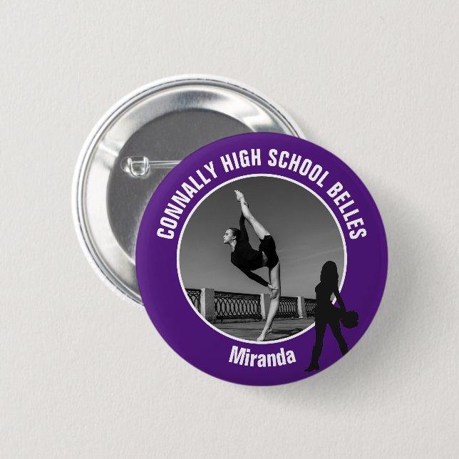 Purple Drill Team Photo High School Dancer 6 Cm Round Badge (Front & Back)