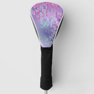Purple Drip Glitter, Monogram, Golf Head Cover