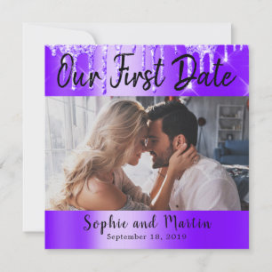 Purple Drips Our First Date Photo Couple Gift Card