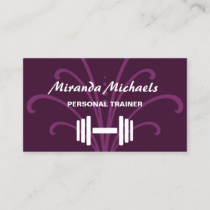 Purple Dumbbell Personal Trainer Business Card